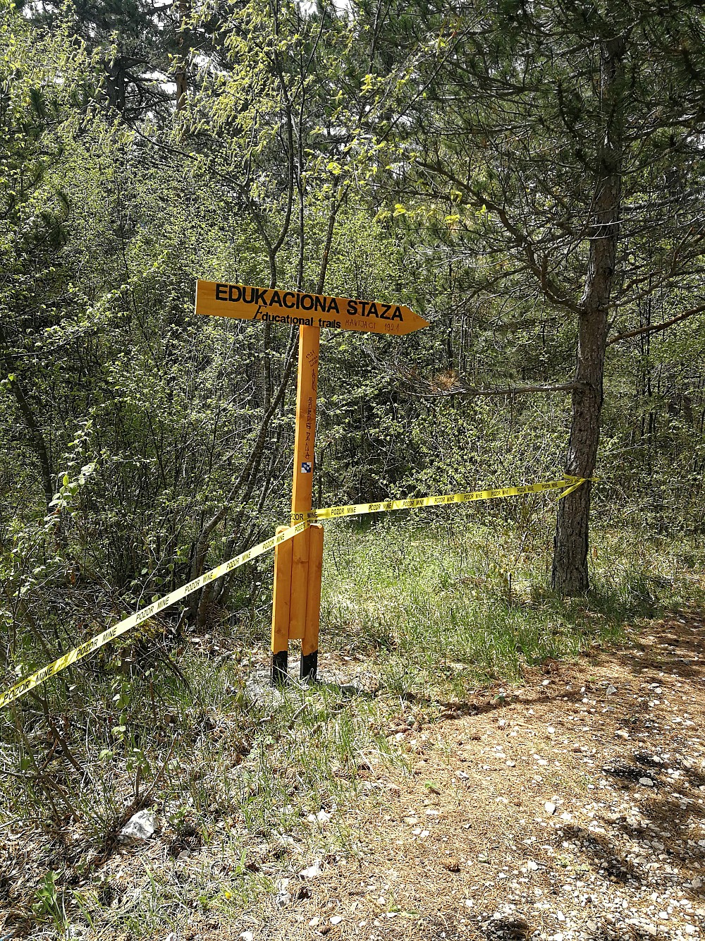 Education trail on Mt Trebević during demining activities.