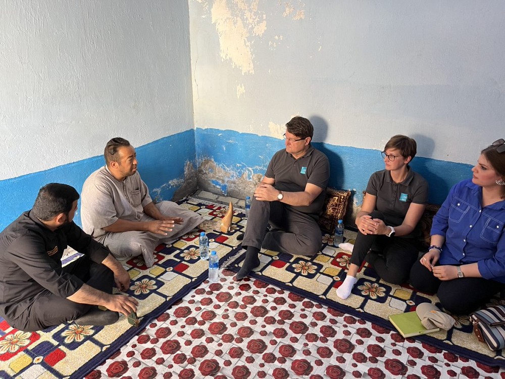 Man from Al-Bitran village who lost a leg to a mine explosion.