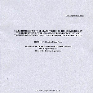 Statement of the Republic of Macedonia on Clearing Mined Areas