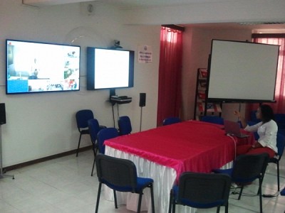 Dr. Catarina Monteiro explaining the steps of the picture acquisition protocol to the participants in the Workshop of Teledermatology (December 17th, 2013)