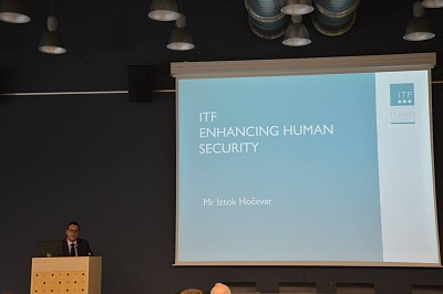 Iztok Hočevar, ITF Project Manager, delivering his keynote speech [Photo courtesy of MUNSC Salient]