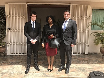 Mr Sylvain Naulin, Political officer at Embassy of France in Nigeria, Chinwe Williams Chukwu, ITF/SAG DPM and Amb Lovrenčič, ITF director.